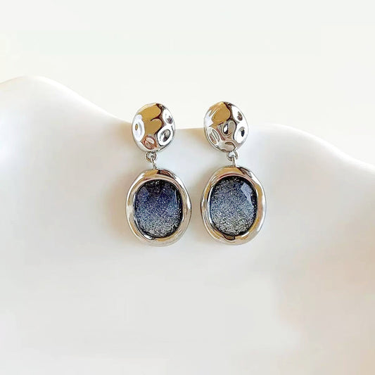 Irregular Blue Starry Sky Pendant Earrings