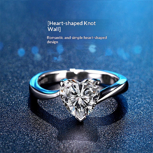 Zircon Paveset Open-heart Diamond Ring For Women