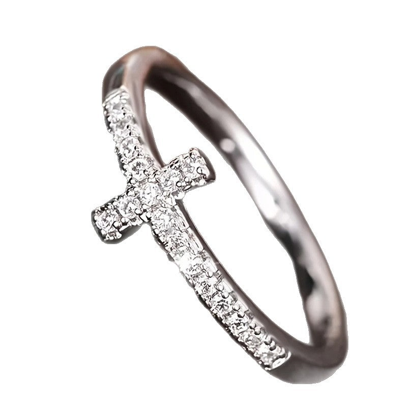 Copper-gold-plated Fashion Ring With Zircon Inlays