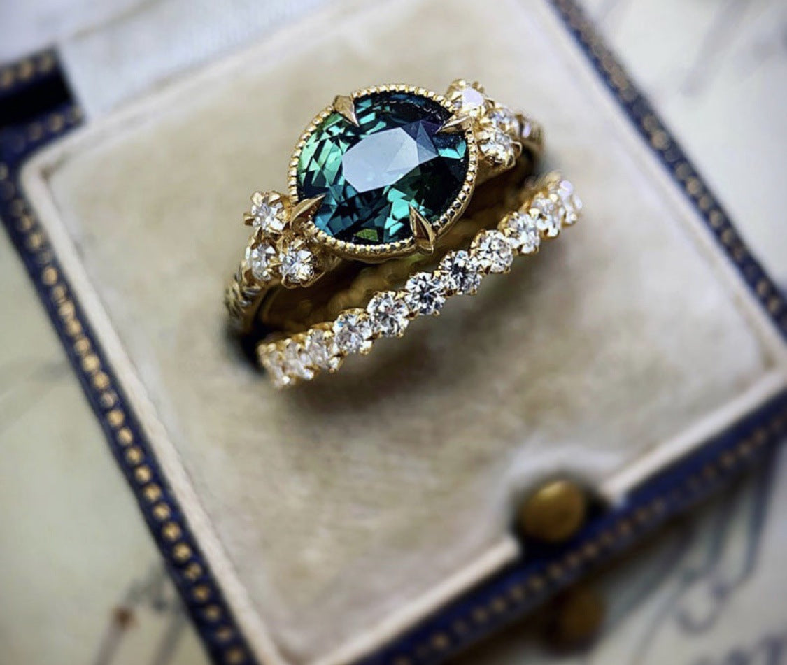 New European And American-style Trendy Fashion Alloy Ring Inlaid With Zirconias