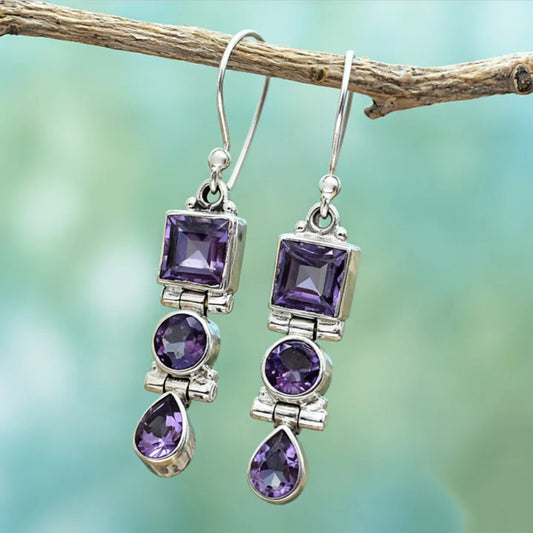 Retro Geometric Round Zircon Trendy Jewelry Earrings For Women